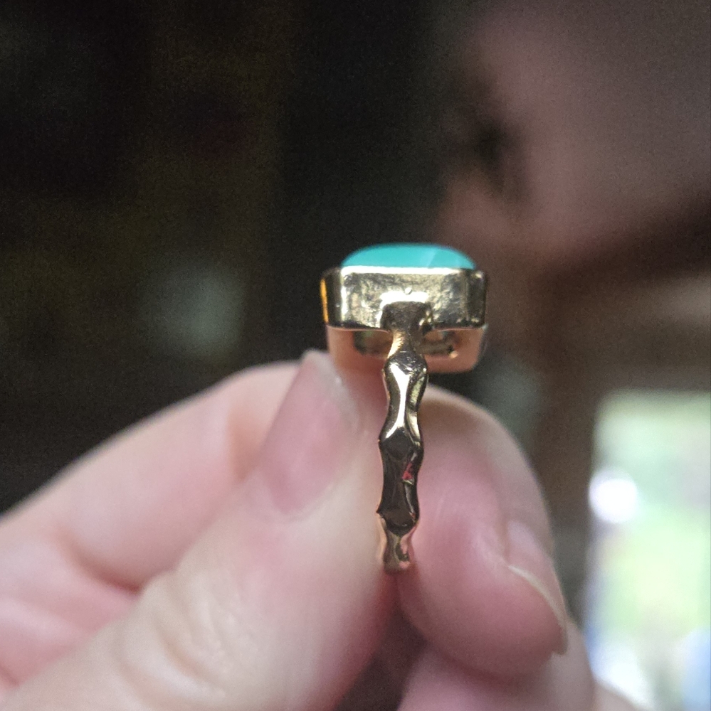 Green turquoise natural in gold plated setting sz6.5 - Picture 6 of 7